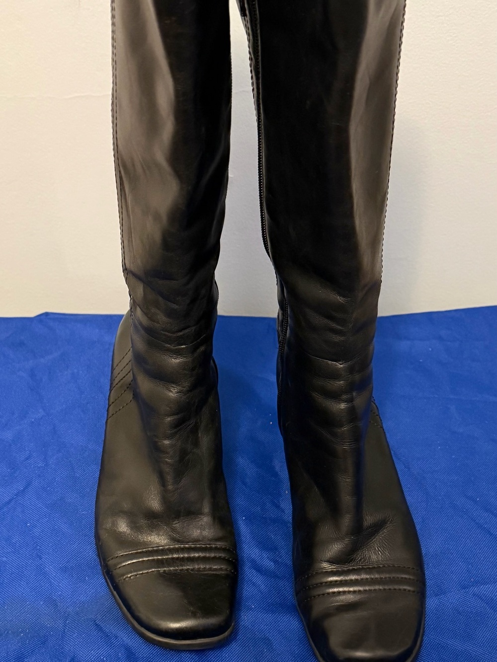 Vintage Black Leather Knee Boots